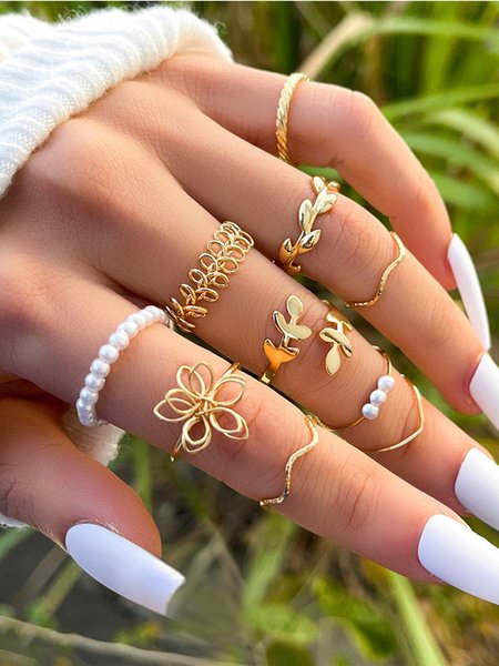10Pcs Gold Line Floral Design Ring Set Women Holiday Daily Jewelry, Golden, Rings
10Pcs Gold Line Floral Design Ring Set Women Holiday Daily Jewelry, Golden, Rings