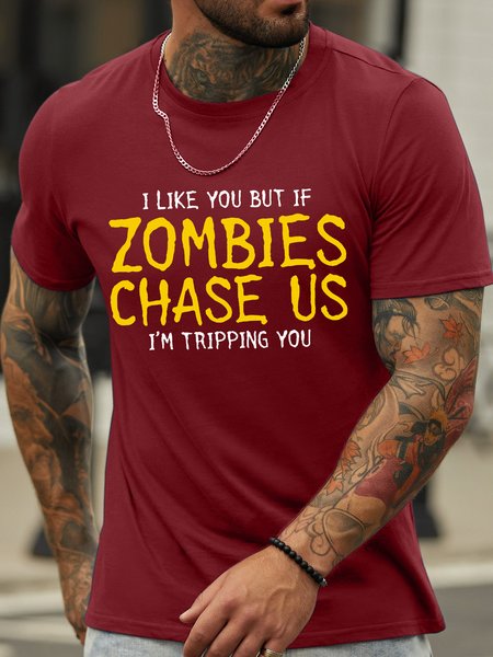 Men’s I Like You But If Zombies Chase Us I’m Tripping You Casual Regular Fit Cotton T-Shirt, Red, T-shirts
Men’s I Like You But If Zombies Chase Us I’m Tripping You Casual Regular Fit Cotton T-Shirt, Red, T-shirts