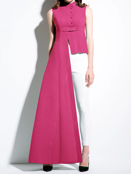 Stand Collar Sleeveless Plain Elegant Regular Fit Long Vest, Rose red, Vests and Gilets
Stand Collar Sleeveless Plain Elegant Regular Fit Long Vest, Rose red, Vests and Gilets