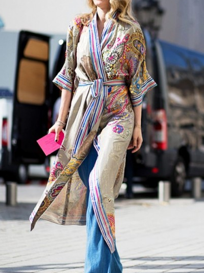 Boho Loose Floral Others Kimono, As picture, Others
