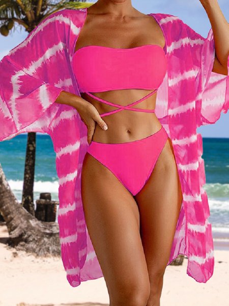 Sexy Tie-Dye Pattern Printing Scoop Neck Bikini three piece suit, Rose pink, swimwear>>3 Piece Bikini Sets 
Sexy Tie-Dye Pattern Printing Scoop Neck Bikini three piece suit, Rose pink, swimwear>>3 Piece Bikini Sets