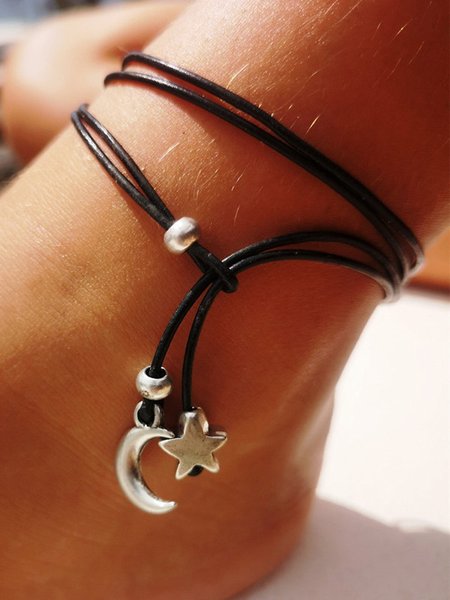 Boho Star Moon Pattern Leather Rope Anklet Beach Holiday Women Jewelry, Black, Anklets
Boho Star Moon Pattern Leather Rope Anklet Beach Holiday Women Jewelry, Black, Anklets