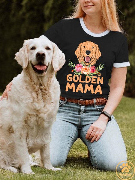 Lilicloth X Funnpaw Women's Golden Mama T-Shirt, Black, T-shirts