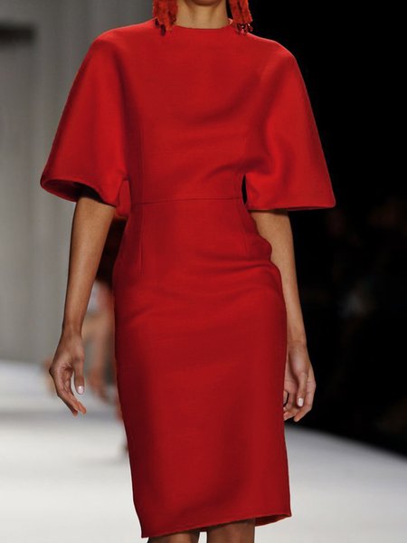 Half sleeve Elegant Regular Fit Crew Neck Plain Dress, Red, Mini Dresses
Half sleeve Elegant Regular Fit Crew Neck Plain Dress, Red, Mini Dresses