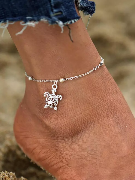 

Bohemia Silver Cutout Turtle Anklet Vacation Beach Jewelry, Bracelets & Anklets