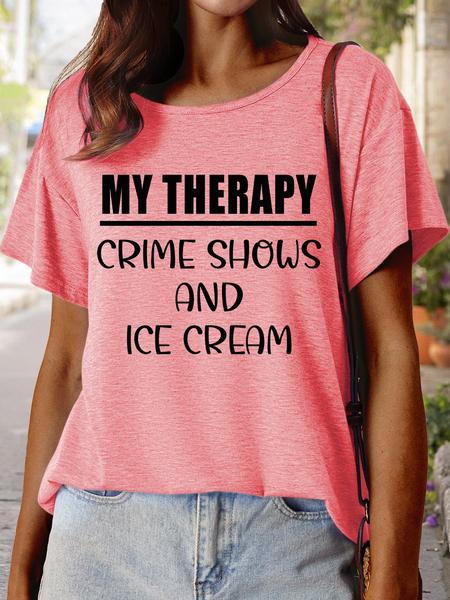Lilicloth X Paula My Therapy Crime Shows And Ice Cream Women's T-Shirt, Red, T-shirts