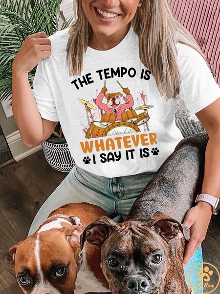 Lilicloth X Funnpaw Women's The Tempo Is Whatever I Say It Is T-Shirt, White, T-shirts
