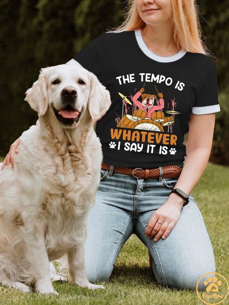 Lilicloth X Funnpaw Women's The Tempo Is Whatever I Say It Is T-Shirt, Black, T-shirts