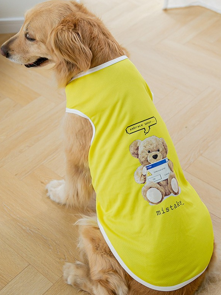 Lilicloth X Funnpaw Summer Thin Large Dog Clothes Pet Shirts, Yellow, Pet Clothes