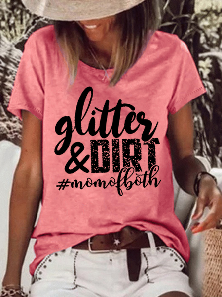 Women's Funny Word Glitter And Dirt Mom Crew Neck Casual Cotton Loose T-Shirt, Pink, T-shirts
Women's Funny Word Glitter And Dirt Mom Crew Neck Casual Cotton Loose T-Shirt, Pink, T-shirts