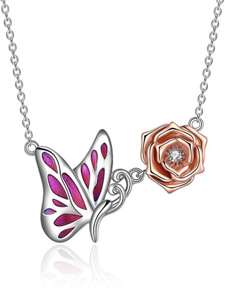 3D Butterfly Rose Pattern Pendant Necklace Casual Elegance Wedding Women Jewelry, Silver, Necklaces
3D Butterfly Rose Pattern Pendant Necklace Casual Elegance Wedding Women Jewelry, Silver, Necklaces