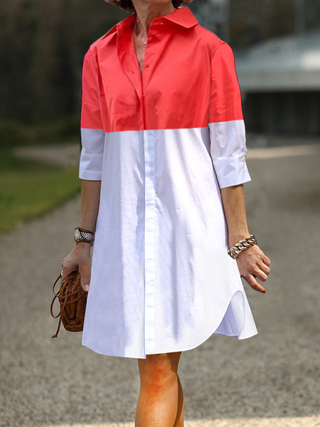 Loose Color Block Shirt Collar Short sleeve Urban Skirt Dress, As picture, Mini Dresses
Loose Color Block Shirt Collar Short sleeve Urban Skirt Dress, As picture, Mini Dresses