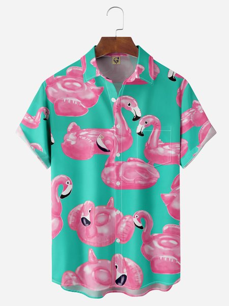 Flamingo Swimming Ring Chest Pocket Short Sleeve Hawaiian Shirt, Green, Men Shirts
Flamingo Swimming Ring Chest Pocket Short Sleeve Hawaiian Shirt, Green, Men Shirts