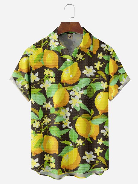 Lemons Knit Print Chest Pocket Short Sleeve Hawaiian Shirt, Black, Men Shirts
Lemons Knit Print Chest Pocket Short Sleeve Hawaiian Shirt, Black, Men Shirts