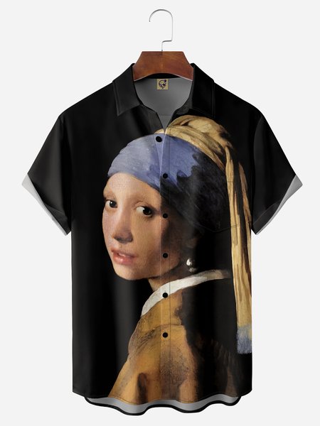 Girl With A Pearl Earring Chest Pocket Short Sleeve Casual Shirt, Black, Men Shirts
Girl With A Pearl Earring Chest Pocket Short Sleeve Casual Shirt, Black, Men Shirts
