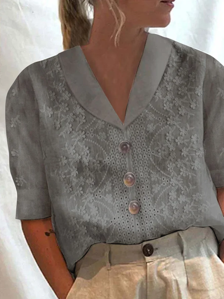 Women's Cotton Linen Lace Lapel Button Down Short Sleeve Shirt, Gray, Shirts & Blouses
Women's Cotton Linen Lace Lapel Button Down Short Sleeve Shirt, Gray, Shirts & Blouses