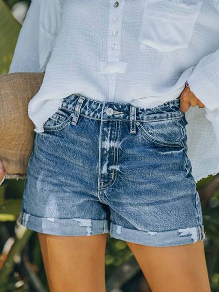 Urban Plain Regular Fit Pockets Shorts, Blue, Shorts