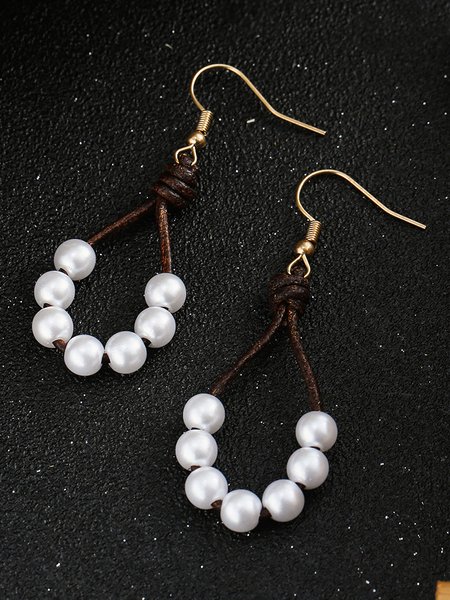 Casual Leather Beaded Pearl Drop Earrings Western Style Vintage Ethnic Jewelry, As picture, Earrings
Casual Leather Beaded Pearl Drop Earrings Western Style Vintage Ethnic Jewelry, As picture, Earrings