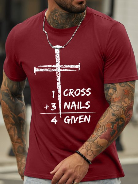 Men’s One Cross Three Nails Forgiven Casual Crew Neck Regular Fit T-Shirt, Red, T-shirts
Men’s One Cross Three Nails Forgiven Casual Crew Neck Regular Fit T-Shirt, Red, T-shirts