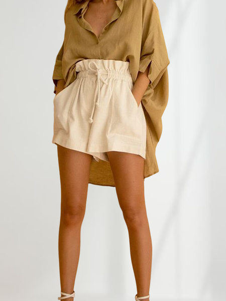 Casual Plain Regular Fit No Elasticity Shorts, White, Shorts