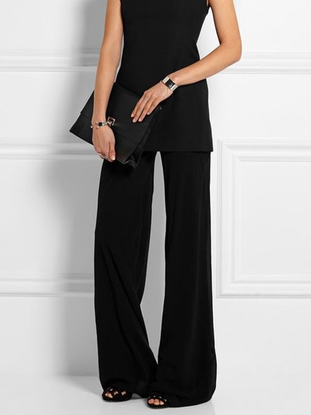 Urban Plain Regular Fit Fashion Pants, Black, Pants