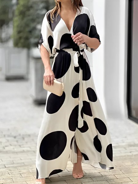 Vacation Polka Dots Cross Neck Maxi Dress, Black-white, Maxi Dresses
Vacation Polka Dots Cross Neck Maxi Dress, Black-white, Maxi Dresses