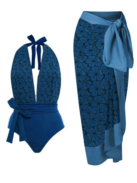 Printing Floral Vacation One Piece With Cover Up, Blue, swimwear>>One-Pieces
Printing Floral Vacation One Piece With Cover Up, Blue, swimwear>>One-Pieces
