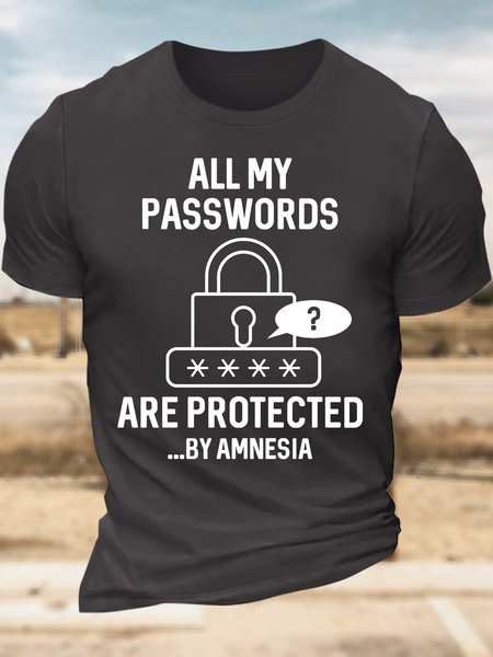 Men’s All My Passwords Are Protected By Amnesia Cotton Text Letters Crew Neck Casual T-Shirt, Deep gray, T-shirts
Men’s All My Passwords Are Protected By Amnesia Cotton Text Letters Crew Neck Casual T-Shirt, Deep gray, T-shirts