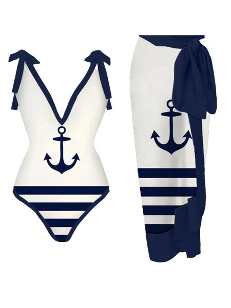 Casual Abstract Printing V neck One Piece With Cover Up, White, swimwear>>One-Pieces
Casual Abstract Printing V neck One Piece With Cover Up, White, swimwear>>One-Pieces