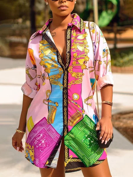 Plus Size Loose Shirt Collar Color Block Urban Dress, As picture, Plus Dresses
Plus Size Loose Shirt Collar Color Block Urban Dress, As picture, Plus Dresses