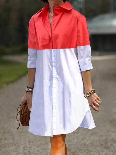 Plus Size Shirt Collar Short sleeve Color Block Urban Loose Skirt Dress, As picture, Dresses
Plus Size Shirt Collar Short sleeve Color Block Urban Loose Skirt Dress, As picture, Dresses