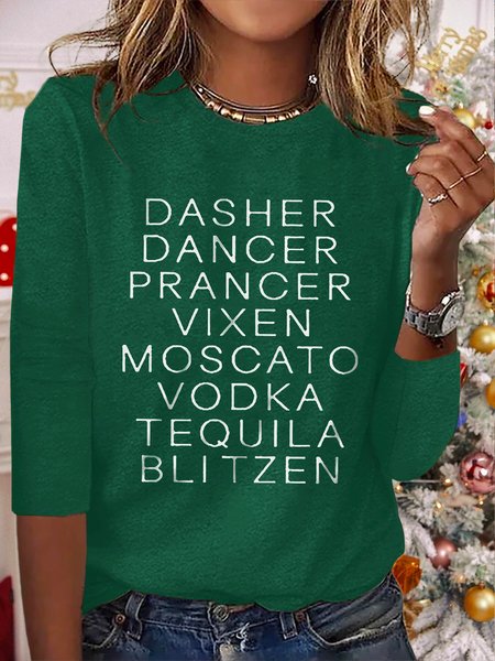 Christmas Dasher Dancer Casual T-Shirt, Green, T-shirts