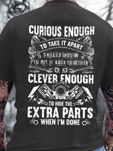 Men’s Curious Enough To Take It Apart Skilled Enough To Put It Back Together Clever Enough To Hide The Extra Parts When I’m Done Casual Text Letters T-Shirt, Deep gray, T-shirts
Men’s Curious Enough To Take It Apart Skilled Enough To Put It Back Together Clever Enough To Hide The Extra Parts When I’m Done Casual Text Letters T-Shirt, Deep gray, T-shirts