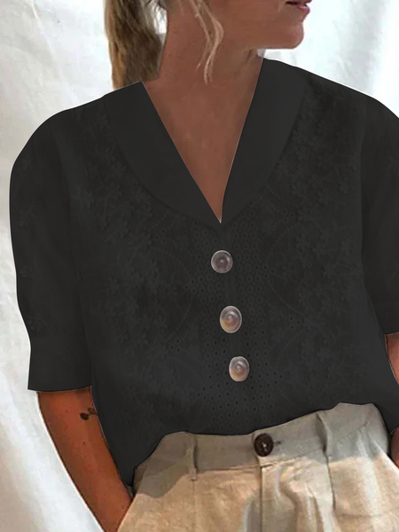 Women's Cotton Linen Lace Lapel Button Down Short Sleeve Shirt, Black, Shirts & Blouses
Women's Cotton Linen Lace Lapel Button Down Short Sleeve Shirt, Black, Shirts & Blouses