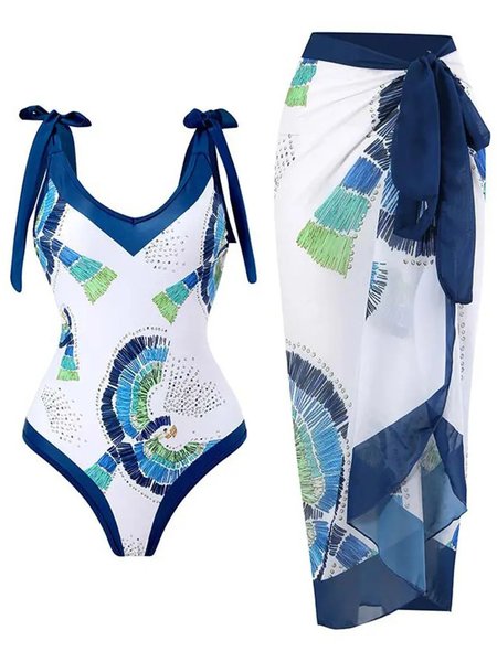Abstract Printing Vacation V Neck One Piece With Cover Up, Blue, swimwear>>One-Pieces
Abstract Printing Vacation V Neck One Piece With Cover Up, Blue, swimwear>>One-Pieces