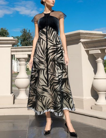 Regular Fit Velvet Elegant Floral Party Dress, Black-white, Wedding Guest Dresses
Regular Fit Velvet Elegant Floral Party Dress, Black-white, Wedding Guest Dresses