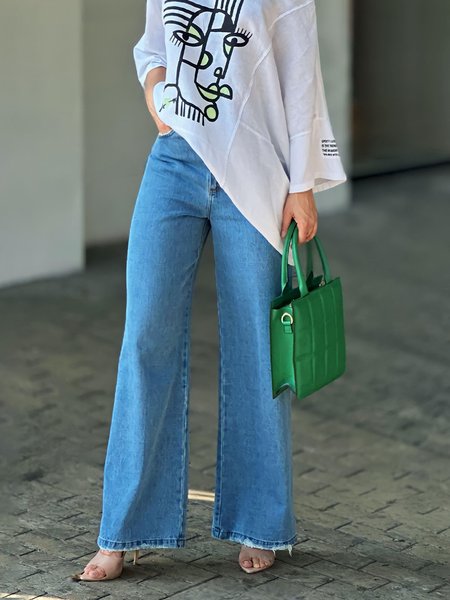 Plain Casual Regular Fit Jeans, Blue, Jeans
