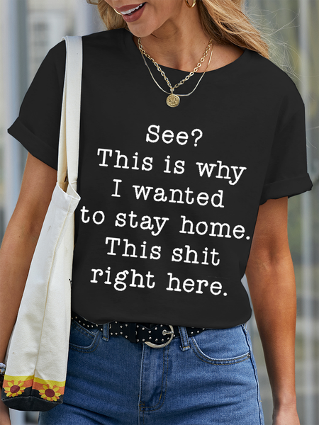 Women’s Funny Word See This Is Why I Wanted To Stay Home Crew Neck Simple Cotton T-Shirt, Black, T-shirts
Women’s Funny Word See This Is Why I Wanted To Stay Home Crew Neck Simple Cotton T-Shirt, Black, T-shirts