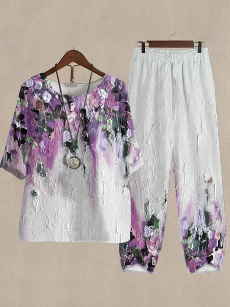 Print Lounge Sets For Women Cotton and Linen Matching Sets Two Piece Lounge Short Sleeve Round Neck Top and Loose Pants Set Printed Casual Sets Loose Ombre Crew Neck Casual Two-Piece Set, Purple, Suit Set
Print Lounge Sets For Women Cotton and Linen Matching Sets Two Piece Lounge Short Sleeve Round Neck Top and Loose Pants Set Printed Casual Sets Loose Ombre Crew Neck Casual Two-Piece Set, Purple, Suit Set