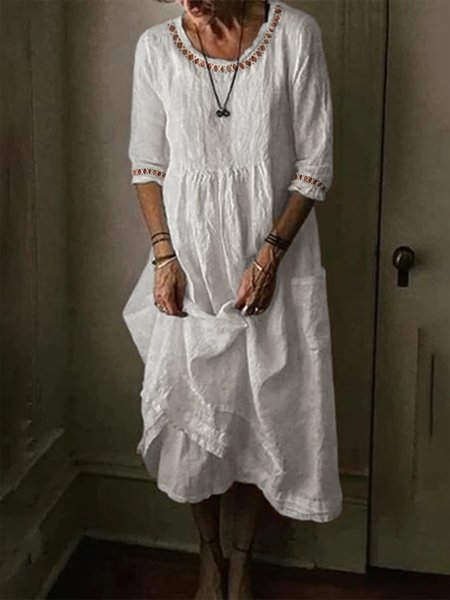 Women Hollow Out Lace Crew Neck Half Sleeve Cotton And Linen White Maxi Dress, Maxi Dresses
Women Hollow Out Lace Crew Neck Half Sleeve Cotton And Linen White Maxi Dress, Maxi Dresses