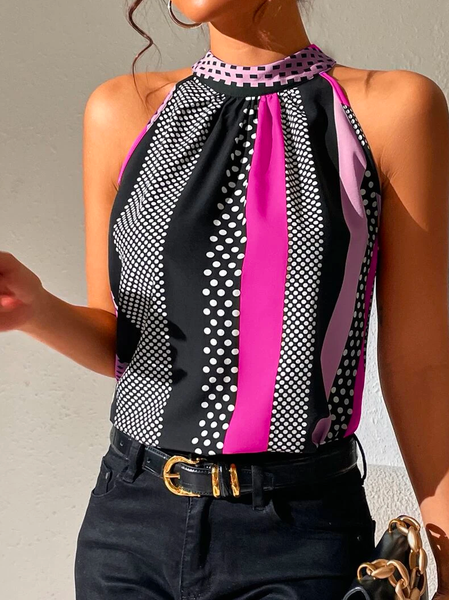 Casual Halter Loose Geometric Polka Dot Print Key Hole Back Halter Neck Tank Top, Pink, Tanks & Camis
Casual Halter Loose Geometric Polka Dot Print Key Hole Back Halter Neck Tank Top, Pink, Tanks & Camis