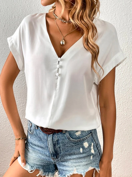 Vacation Linen Solid Batwing Sleeve Half Button Linen Shirt, White, Shirts & Blouses
Vacation Linen Solid Batwing Sleeve Half Button Linen Shirt, White, Shirts & Blouses