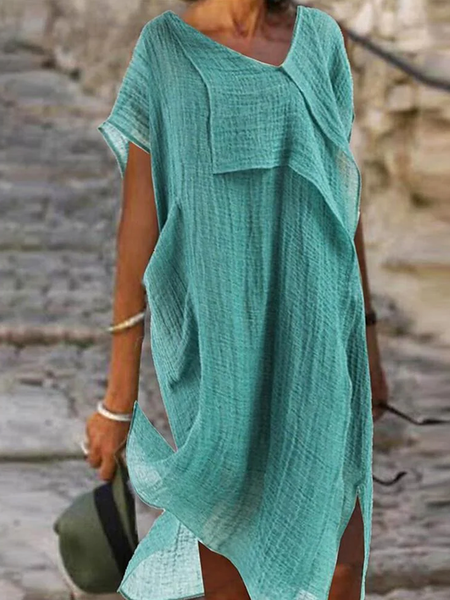 Women Casual V Neck Patchwork Summer Short Sleeve Cotton And Linen Loose Dress, Green, Mini Dresses
Women Casual V Neck Patchwork Summer Short Sleeve Cotton And Linen Loose Dress, Green, Mini Dresses