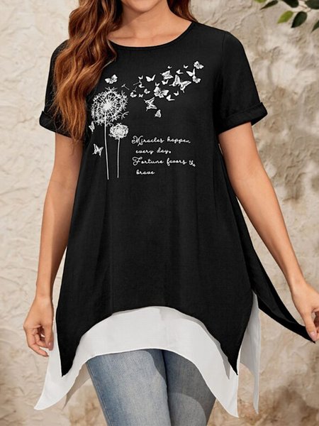 Women Summer Butterfly Print Fake Two Piece T-Shirt Tops, Black-white, T-Shirts
Women Summer Butterfly Print Fake Two Piece T-Shirt Tops, Black-white, T-Shirts