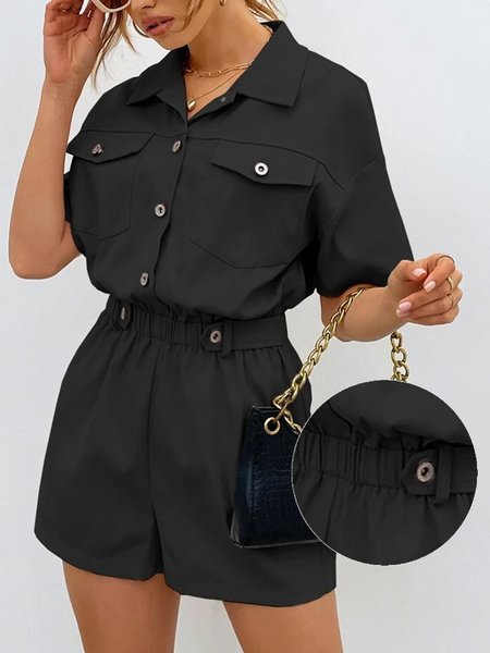 Plain Shawl Collar Casual Loose Jumpsuit, Black, Jumpsuits&Rompers
Plain Shawl Collar Casual Loose Jumpsuit, Black, Jumpsuits&Rompers