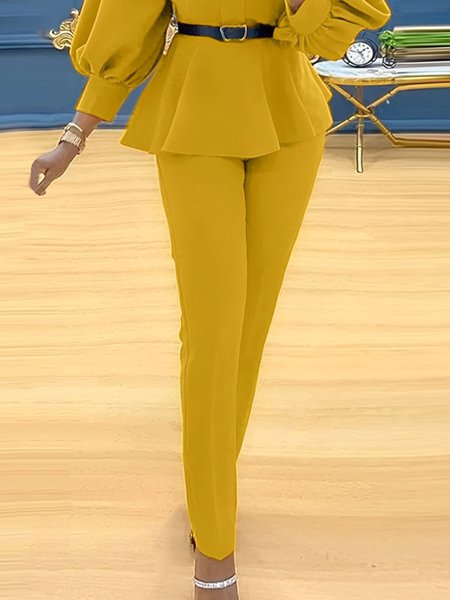 Elegant Regular Fit Fashion Pants, Yellow, Pants