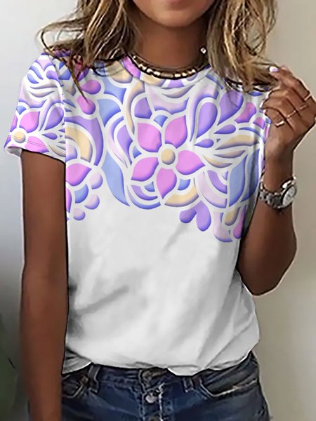 Women's Plants Floral Geometric Casual Cotton T-Shirt, As picture, T-shirts
Women's Plants Floral Geometric Casual Cotton T-Shirt, As picture, T-shirts