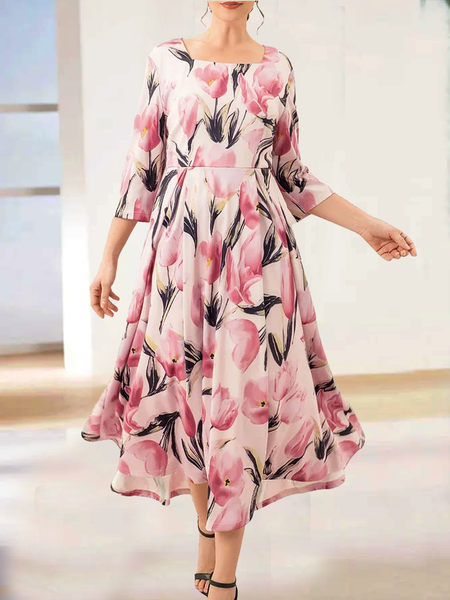 Flycurvy Casual Pink Tulip Print Square Neck 3/4 Sleeve Tunic Maxi Dress, Dresses
Flycurvy Casual Pink Tulip Print Square Neck 3/4 Sleeve Tunic Maxi Dress, Dresses