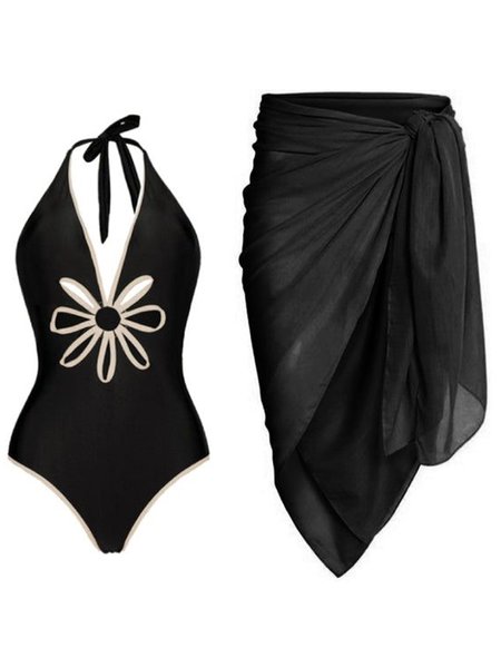 Vacation Color Block Hollow Out V Neck One Piece With Cover Up, Black, swimwear>>One-Pieces
Vacation Color Block Hollow Out V Neck One Piece With Cover Up, Black, swimwear>>One-Pieces