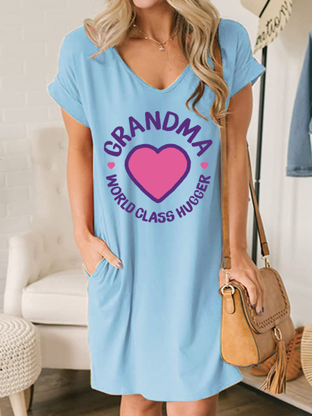 Women's Grandma World Class Hugger Casual Text Letters V Neck Loose Dress, Light blue, Dresses
Women's Grandma World Class Hugger Casual Text Letters V Neck Loose Dress, Light blue, Dresses